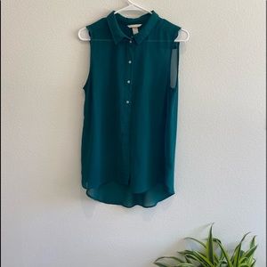 Teal button down blouse